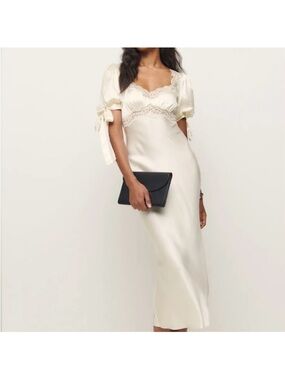 Reformation Stella silk dress in ivory
